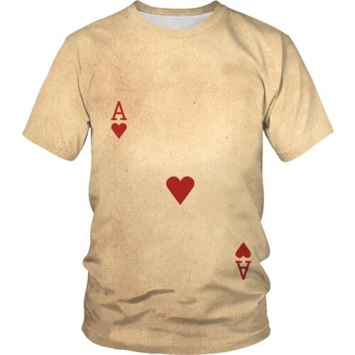 2021 Poker men T-shirts 3d print Tops Tees fashion Ace Printed Summer Fall Short Sleeve Students Faddish Casual Clothing