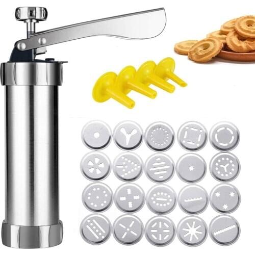 Cookie Press Making Mahine Kit for DIY Biscuit Maker Set with 20 Cookie Discs 4 Nozzles Baking Tool Decorating Baking Tools