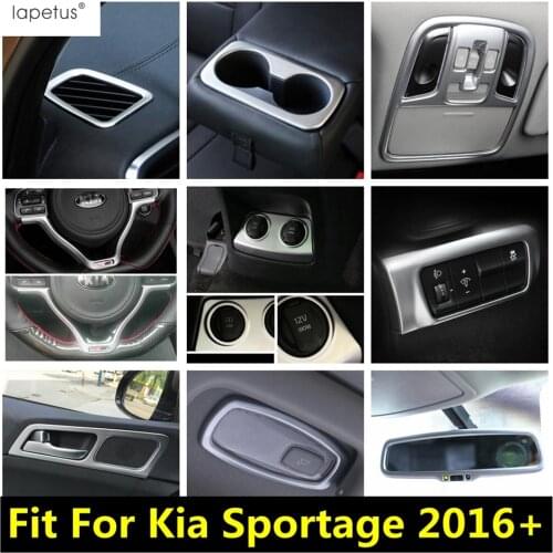 Head Light Lamp Button Water Cup Holder Handle Bowl Cover Trim ABS Matte Interior Kit For KIA Sportage 2016 - 2020 Accessories