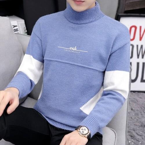 2020 New Winter Thick Warm Mens Sweater Fashion Knitting Turtleneck Sweaters Men Long Sleeve Slim Knitted Pullovers Male Tops