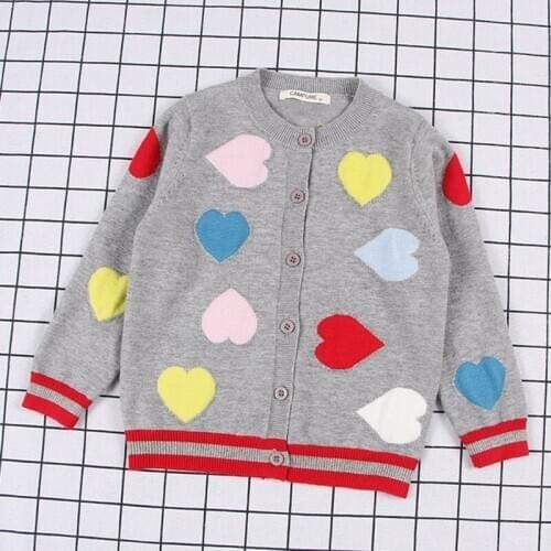 Baby Boys Girls Loving Heart Printing Cardigan Coat Children Clothing Boys Girls Long Sleeve Knitted Kids Cardigan Coat