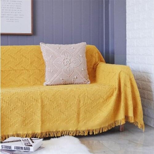 Solid Knitted Sofa Towel Throw Blanket Solid Color Knitting Sofa Covers Blanket Towel Sectional Slipcovers Seater Sofa Covers