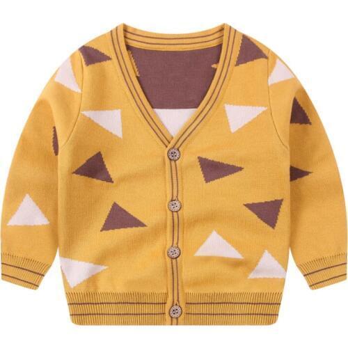 Autumn&Winter Baby Boy Cardigan V-neck Boys Sweaters Tops Knitted Sweater Triangle Knitwear For Baby Cardigan Sweater