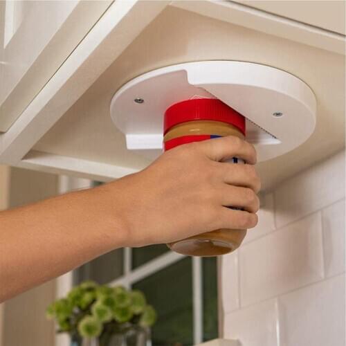 The Grip Jar Opener Under Cabinet Lid Opener, Opens Any Size Type of Lid, Perfect for Arthritis Weak Hands and Seniors