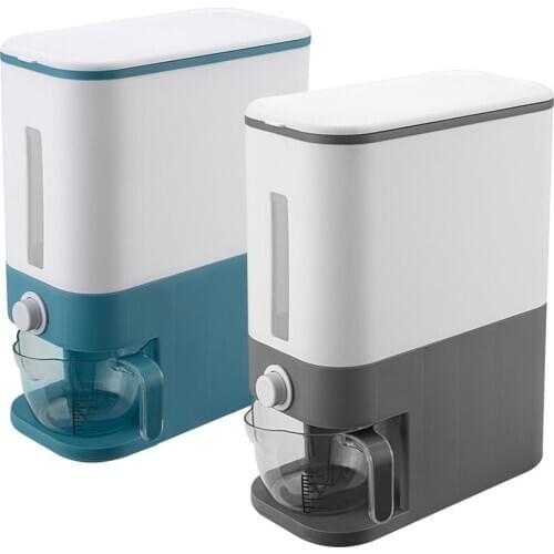 26.5Lbs Graduated Plastic Sealed Rice Bucket Storage Box Grain Dispenser Box Food Container For Kitchen Moisture-Proof Barrel