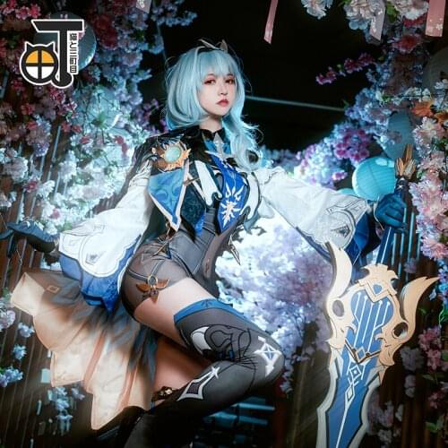 STOCK Hot Game Genshin Impact Eula Cosplay Costume Womens Amine Costume Sizes S-XL Custom-made 2021 New