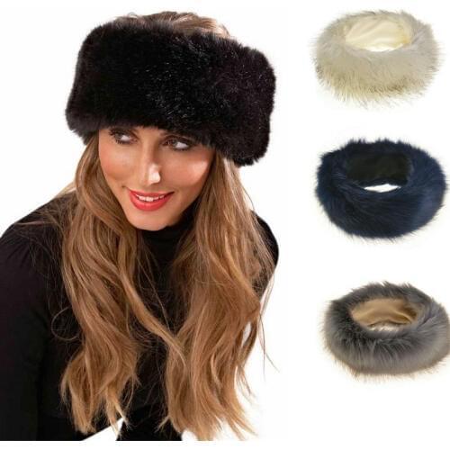 Women Winter Ear Warmer Fox Faux Fur Headband Ladies Soft Fluffy Artificial Fur Cap Fur Bomber Hats