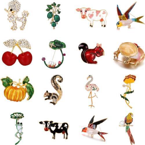 Cute Birds Branch Brooch Alloy Multicolor Bird Flower Tree Animal Brooch Pin Fashion Jewelry Gift For Women Kids Coat Pin