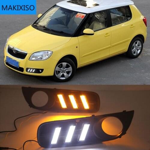 LED Daytime Running Light With Fog Lamp Cover For Skoda Superb 2008-2011,Super Brightness Waterproof ABS Car DRL 12V