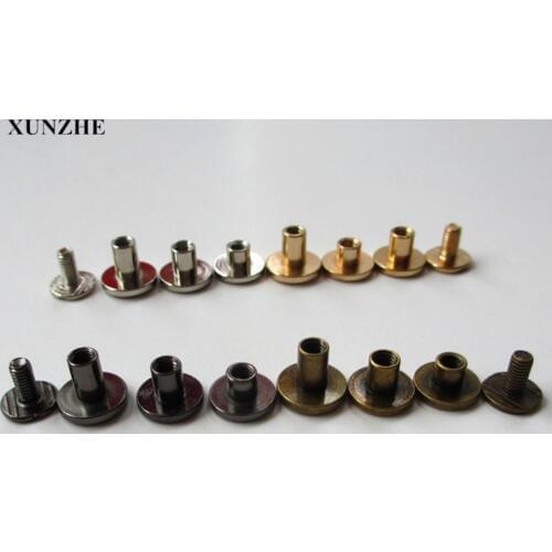 XUNZHE 5mm/6.5mm/8mm 30pcs Luggage Leather metal Craft Solid Screw Nail Rivet Double Flat Head Belt/strap Rivets