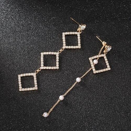 New Fashion Luxury Shiny Rhinestone Long Bowknot Tassel Drop Earrings Korean Baroque Style Women Pendientes Jewelry E573