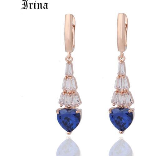 Irina Hot Sales Womens Luxury Crystal Zircon Heart Shaped Drop Earrings For Women Geometry Earring