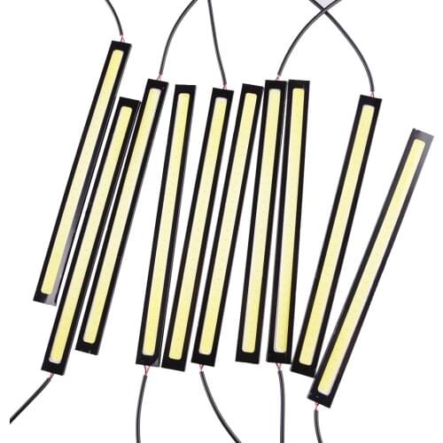 10pcs/Set DC 12V 6000K-8000K White LED COB Strip Daytime Running Light Fog Lamp Waterproof 12W Universal Car Accessories