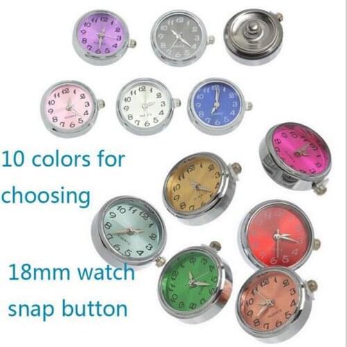 10PCS/lot Colorful Mixed Pattern Alarm Clock Glass Snap Button 18mm For Snap Button Jewelry in Charms Bracelets