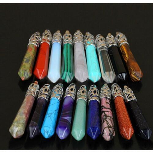 10pcs Natural Mix Crystal Druzy Silver Female Stone Pendant Pendulum Quartz Statement Pendant for Necklace Making