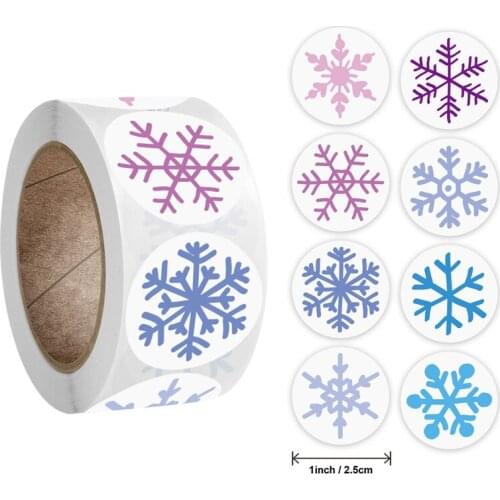 100-500Pcs Merry Christmas Stickers 8 Designs Snowflake pattern sticker Labels For New Year Gift Decor Scrapbooking Stickers