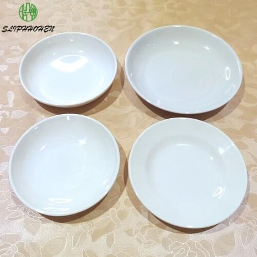 White Round Small Dish Fruits Snacks Plate Restaurant Hotel A5 Melamine Imitation Porcelain Tableware