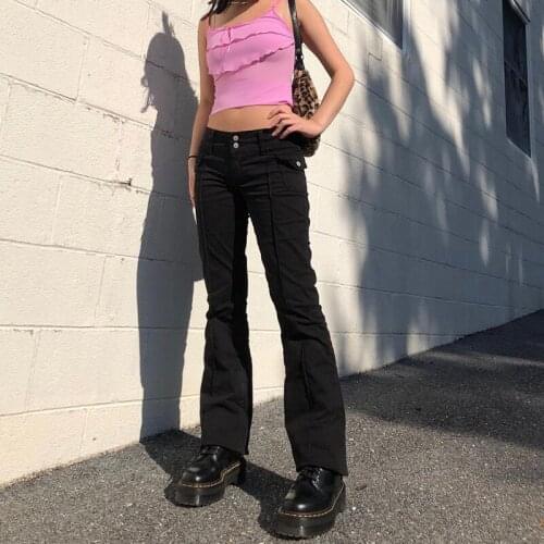 2021 Y2k Cargo Pants Casual Mid Waist Pants 90S Pocket Skinny Trousers Harajuku Capris Women Streetwear Trendy Clothing Hot