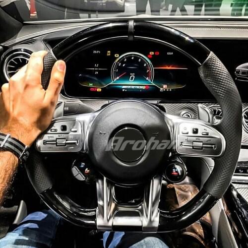Piano Black Steering Wheel For Mercedes Benz AMG A45 C63 CLA45 GLE GLA CLS GLS W205 W213 Carbon Fiber Car Accessories
