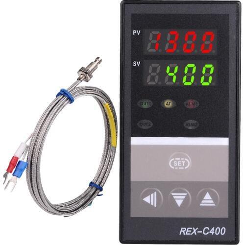 Dual Digital PID Temperature Controller REX-C400 with Sensor K thermocouple, Relay Output