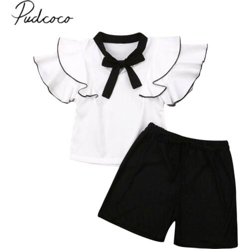 2019 Children Summer Clothing Infant Kids Girl 2PCS Clothes Ruffled T-shirt Tops+ Shorts Pants Skirts Outfits Toddler Dress 2-7Y