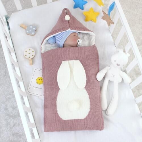 Ins Hot Sale Baby Cute Bunny Pattern Knit Sleeping Bag 74*35cm