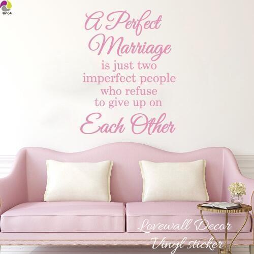 A Perfect Marriage Quote Wall Sticker Bedroom Living Room Couple Lover Inspiration Wall Decal Sofa Marriage Perfect Sign Vinyl