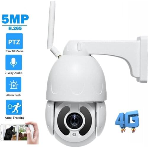 4G SIM Card IP Camera 5MP PTZ Auto Tracking 20X Zoom H.265 Human Detect Two Way Audio P2P Surveillance CCTV RJ45 Network Camera