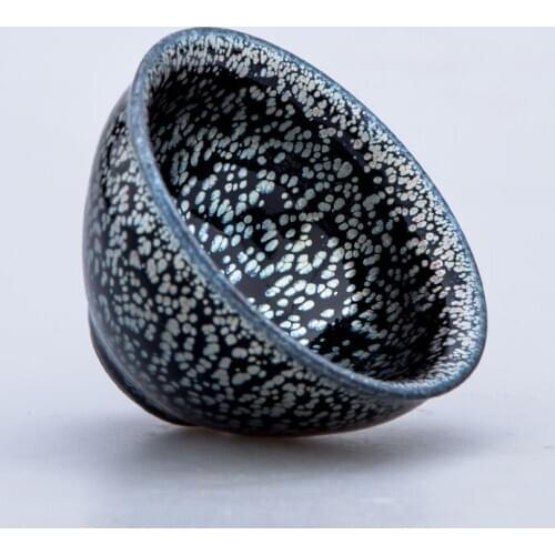 Jianzhan Classic Tea Bowls for Matcha Silver in Black Vintage Cups Famous Tianmu Bowl Chinese Porcelain