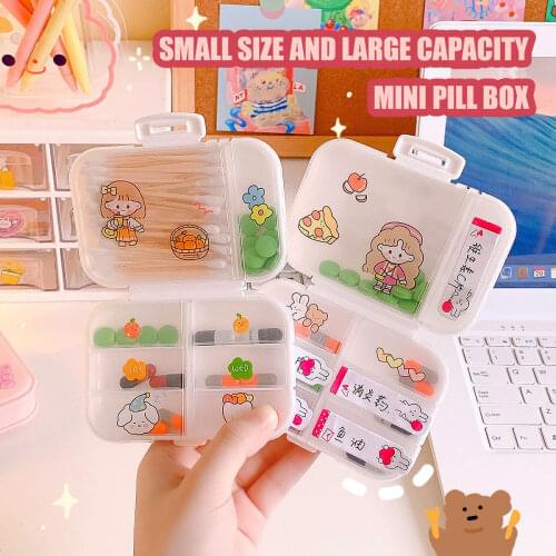 Pill Box Compartment Portable Home Travel Pill Storage Pill Organizer Mini Multi-compartment Storage Box Home Organizer Stickers