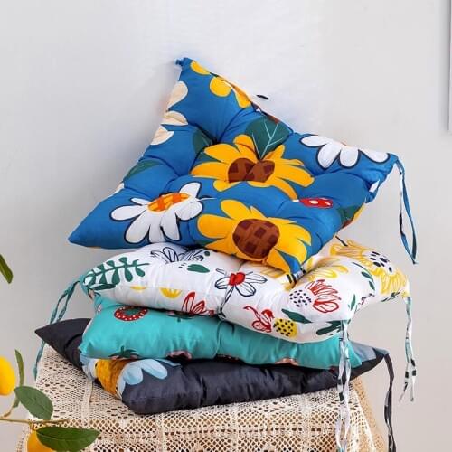 Square Floral Cushions Pearl Cotton Office Chair Mat Thickened Seat Cushion Breathable Car Chair Pad Living Room Home Decor