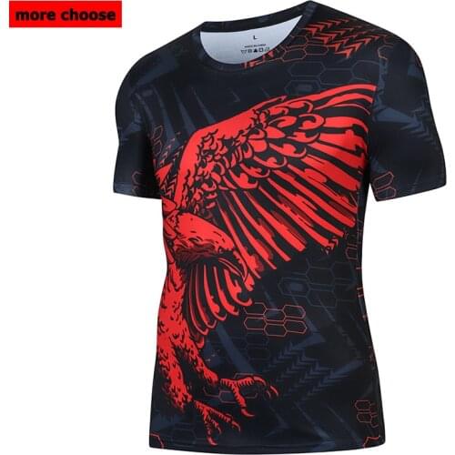Summer Brand 3D Print Fitness Sport Running Compression T-shirt Bodybuilding Gym Men Shirts Exercise Tight Sportswear Asian Size