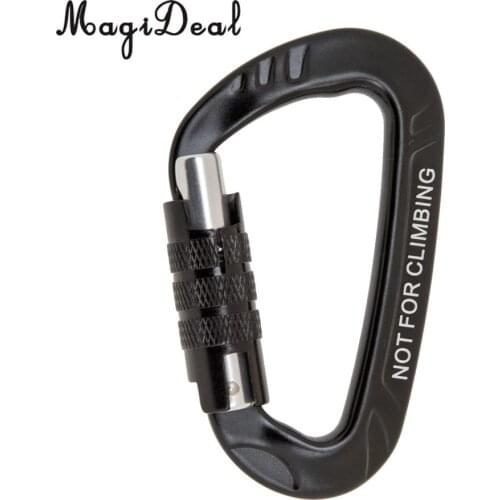 MagiDeal Portable 12KN D Shape Carabiner Screw Locking Clip Hook Self Locking Snap Keychain for Camping Hammock Hanging Black
