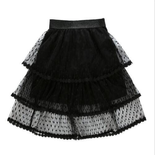 Kid New Dot Long Tulle Skirt Elegant Pleated Tutu Skirts Girls Vintage Lolita Petticoat faldas mujer Saias Jupe Tutus 2019 Child