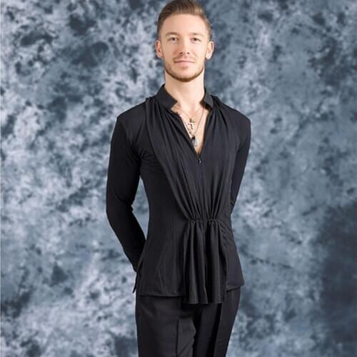 Men Ballroom Latin Competition Dance Tops Cha Cha Rumba Long Sleeves Shirt Ballroom Cha Cha Dancing Wear Men dance top in stock
