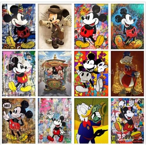 5D DIY Disney Diamond Painting Graffiti Art Mickey Mouse Donald Duck Diamond Embroidery Cross Stitch Kits Mosaic Home Decor