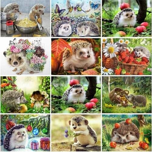Hedgehog 5D Diy Diamond Painting Full Round Square Drill Mosaic Embroidery Animal Cross Stitch Kits Wall Handmade Decor Gift