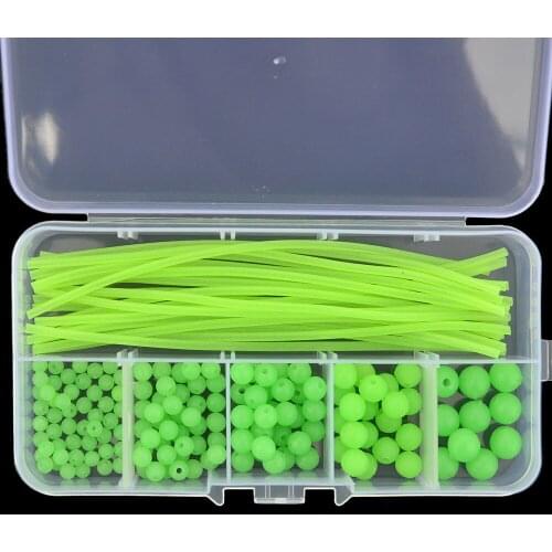 Set Soft Rubber Luminous Fishing Beads Glowing Sink Beads For Treble Hook Fishing Rigs Green Red Fishing Lure Tackle