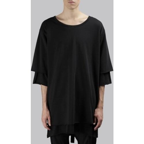 New Mens clothing GD Hair Stylist fashion Double loose five split sleeve T-shirt plus size Singer costumes