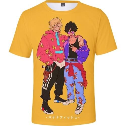 2021 NEW 3D BANANA FISH fashion Tshirt Yellow Kpop Casual hot Style Boys and Girls Tshirts trend Summer Anime Soft Kids T shirts