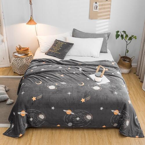 New Gray Starry Universe Bedspread Blanket High Density Super Soft Flannel Blankets to on for the sofa/Bed/Car Portable Plaids