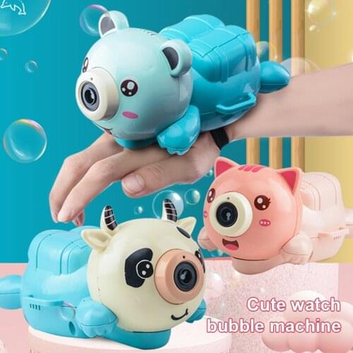 New A Set Of Childrens Cute Watch Bubble Machine Electric Toy With Light Music Cartoon Bubble Parent Child Interactive Toy