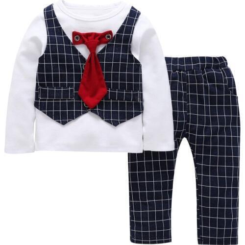 New Autumn Baby Gentleman Suit Baby Boy 3pcs Clothing Set vest+ Long-sleeves shirt+ Long Pant +Tie New Dress suit