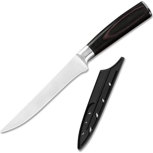 Qing 5.5" Boning Knife Kitchen Stainless Steel Knife Forged Flexible Bone Salmon Sushi Petty Raw Fish Filleting Knife With Cover