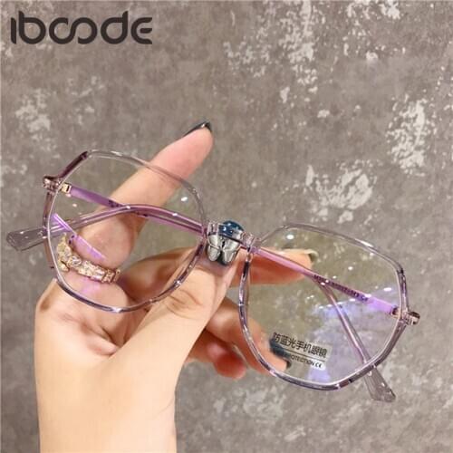 Iboode Anti Blue Light Irregular Glasses Men Women Computer Gaming Goggle Plain Mirror Clear Lens Eyeglasses Unisex Eyewear 2020