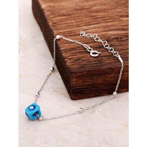 Authentic Anatolian Traditional Mardin Handmade Rose and Silver Color Bracelet Elegant girl bracelet with turquoise evileye bead