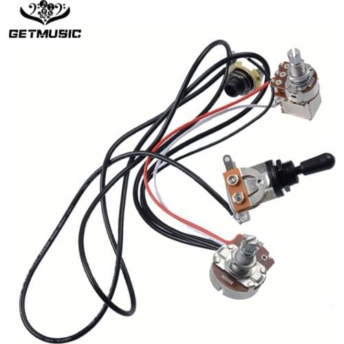 Guitar Switch Wiring Harness Prewired Volumes and Tones knob2-500K Full Size Big Pots 3-Way Toggle Switch for Electric Guitar
