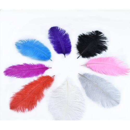 10Pcs/lot natural colorful Ostrich Feathers for crafts 15-20CM black feather for jewelry making DIY Home Party plumes decoration