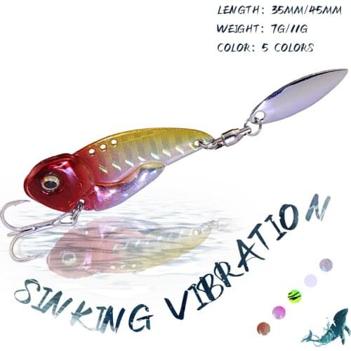 KoKossi 1PCS 7G/12G Metal VIB Fishing Lures Rotating Vibration Artificial Hard Bait Wobblers Spinner Spoon Pesca Fishing Tackle