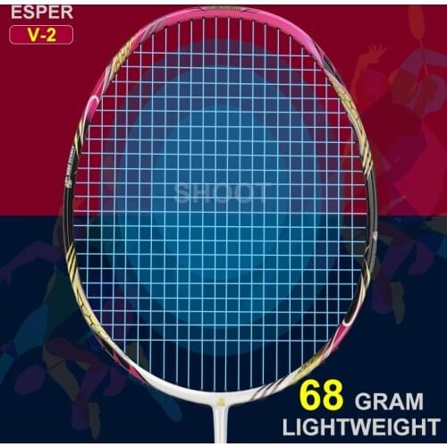 ESPER V2 68Gram Badminton Racket Professiona Carbon Fiber Racquet Lighgweight Flexible Durable With String and Gifts